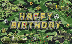 Happy Birthday Camo Military Backdrop(FAST)