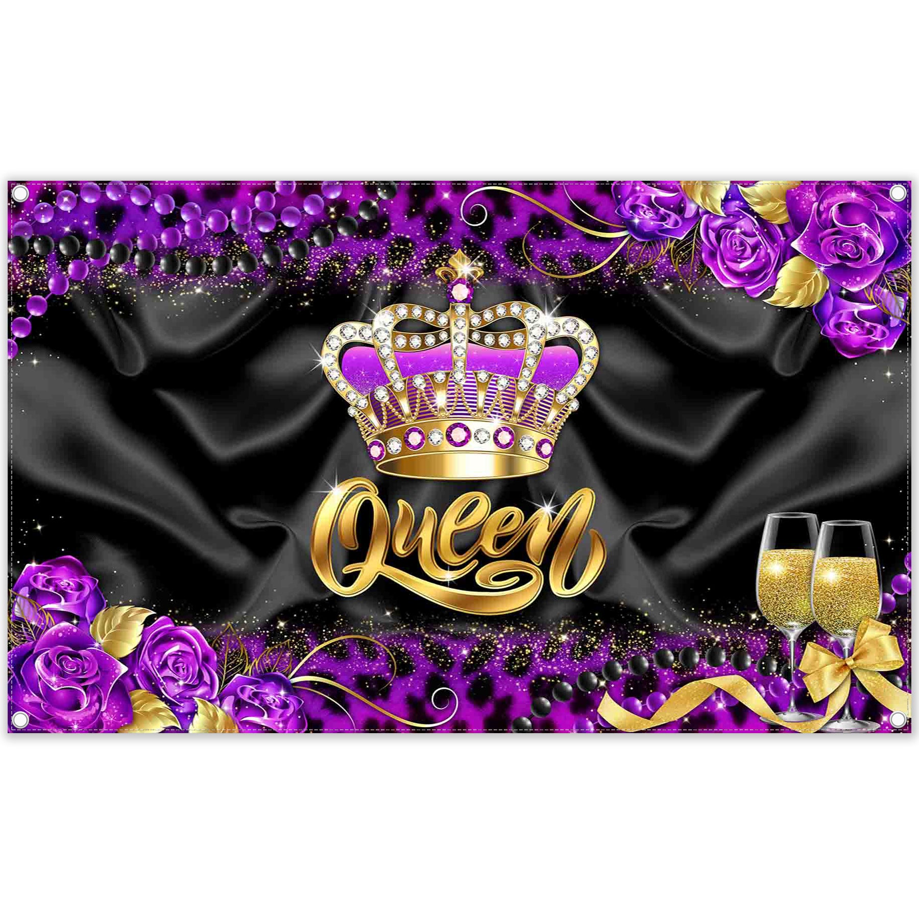 Crown Queen Purple Floral Champagne Background(FAST) - UUFelice Studio