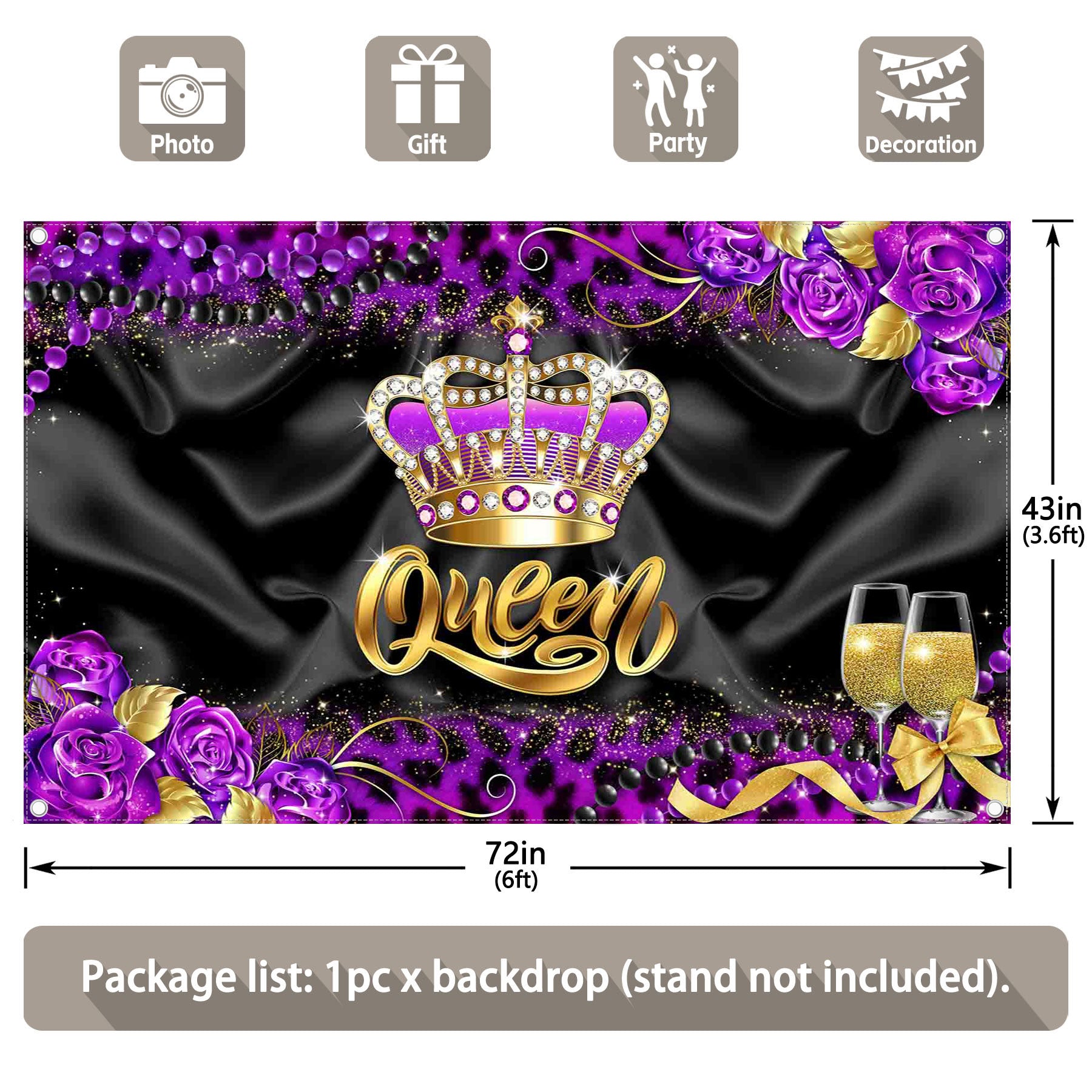 Crown Queen Purple Floral Champagne Background(FAST) - UUFelice Studio