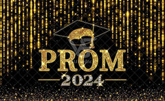 1pc 72x43inch/96x60inch, Black Golden/Black Silvery Prom 2024 Polyester Photography Backdrop, Congrats Grad Sprinkle Glitter Star Background, Elementary Junior Senior High School College University Celebration, Happy Graduation Party Decorations Gifts, Ph - UUFelice Studio