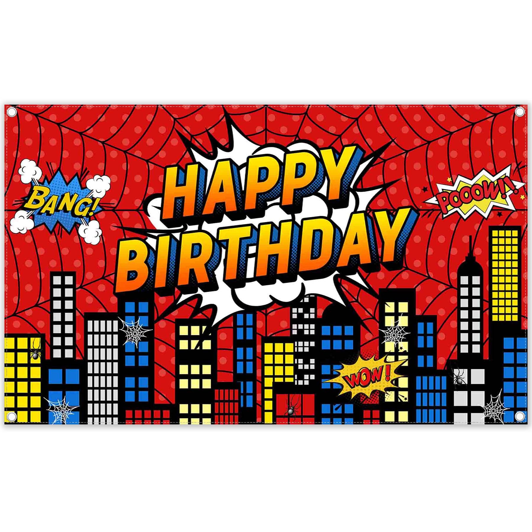 Spider Superhero Birthday Vibrant Cityscape Background(FAST) - UUFelice Studio