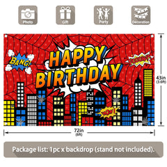 Spider Superhero Birthday Vibrant Cityscape Background(FAST) - UUFelice Studio