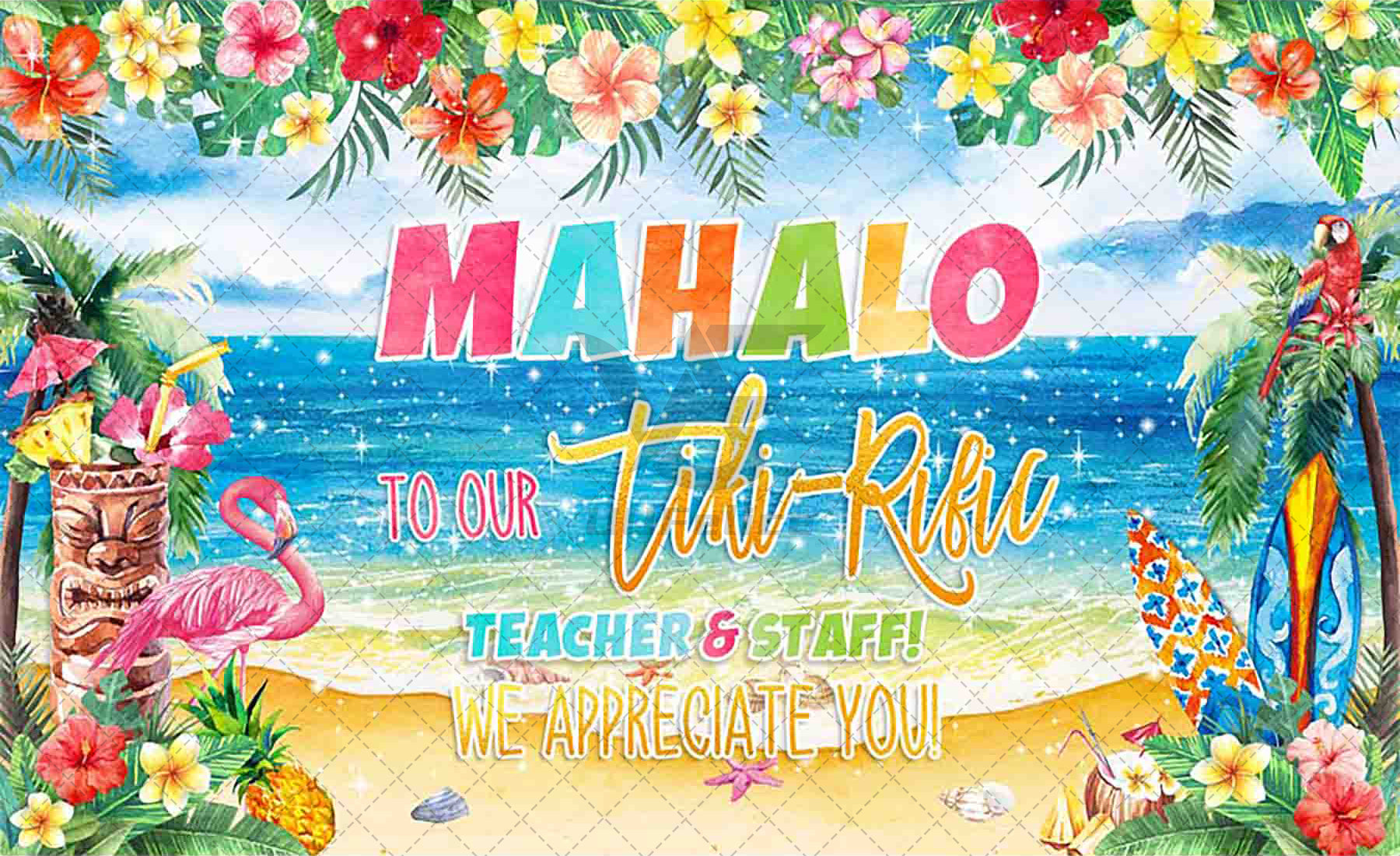 Hawaiian Summer Teacher Appreciation Backdrop - UUFelice Studio