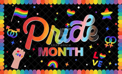 Pride Month Colorful Heart Stars Rainbow Background