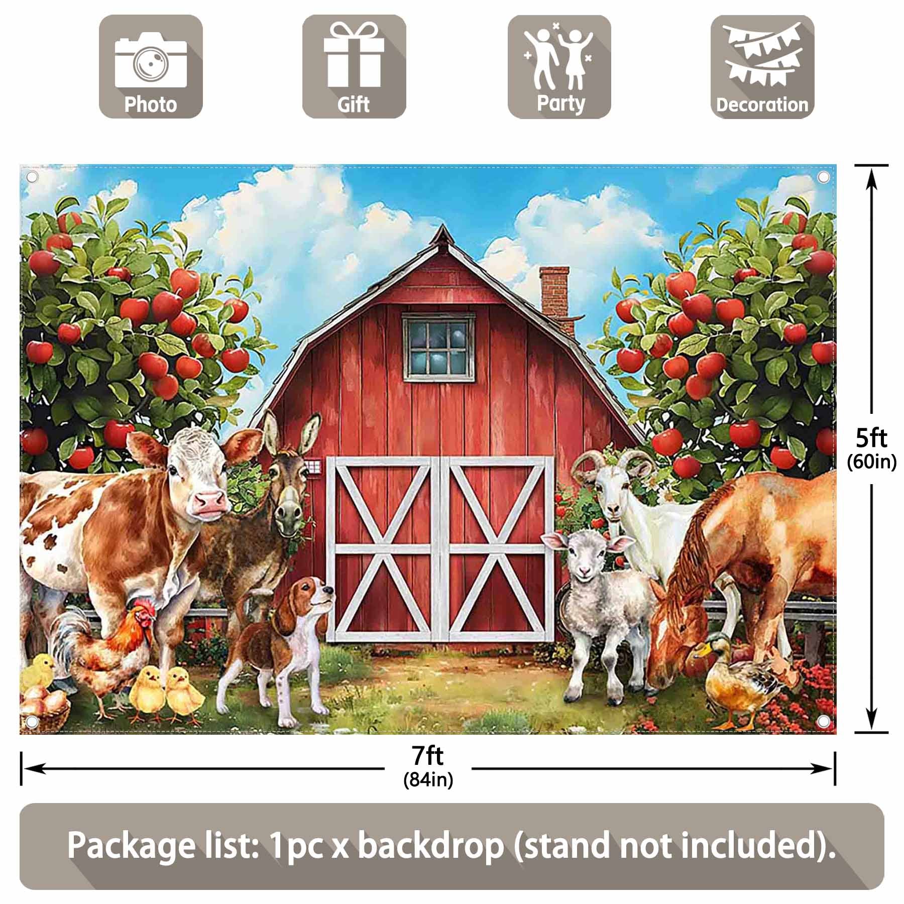 Red Farm Barn Door Rustic Animals Warehouse Backdrop