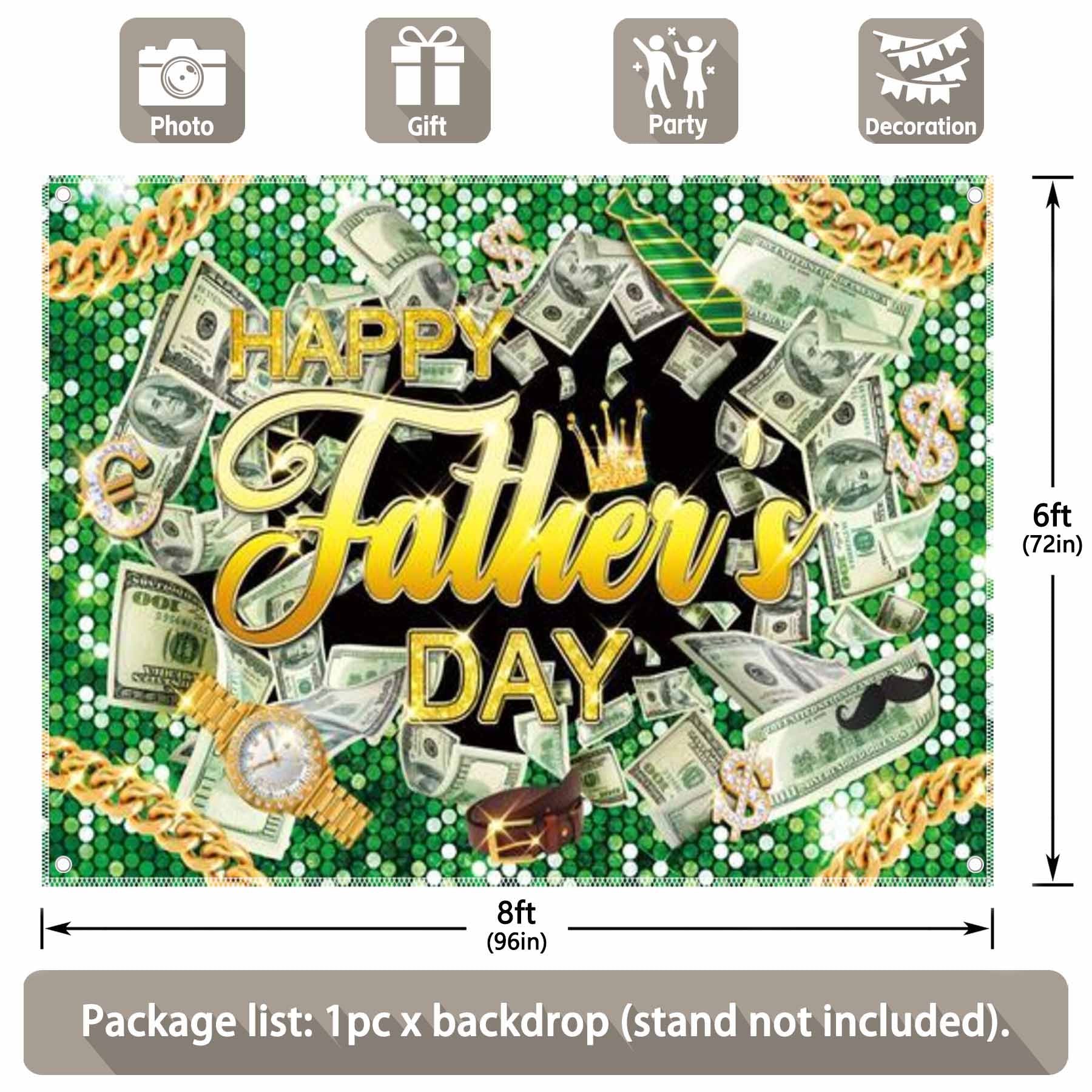 Happy Father's Day Diamonds Dollar Bills Cash Backdrop