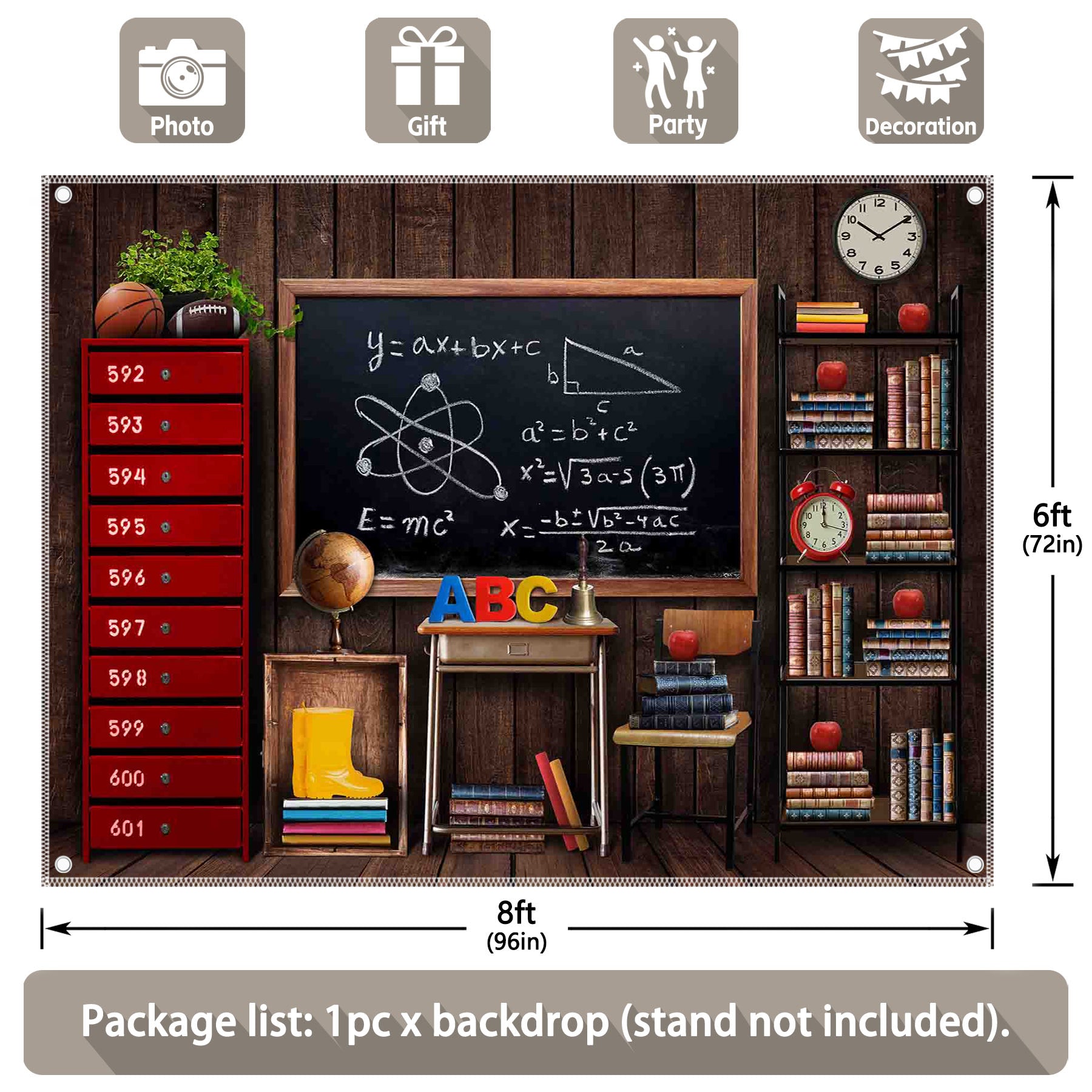 Abc Back School  Classroom Backdrop