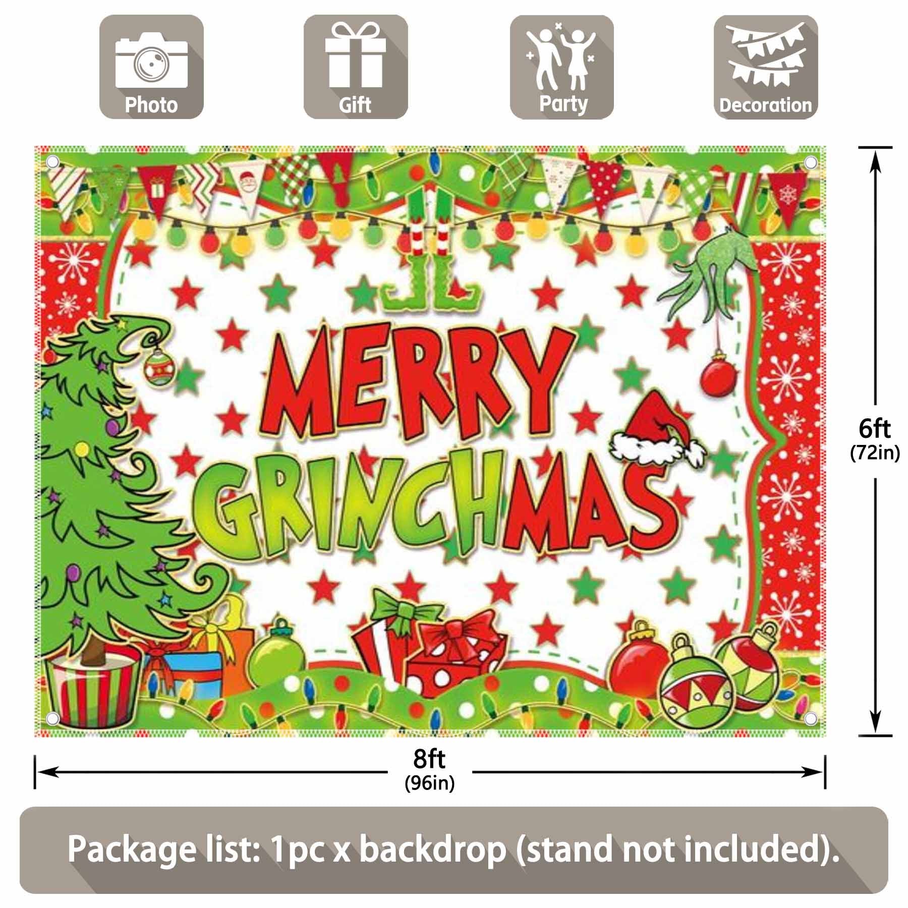 Christmas Merry Xmas Gift Santa Tree Backdrop