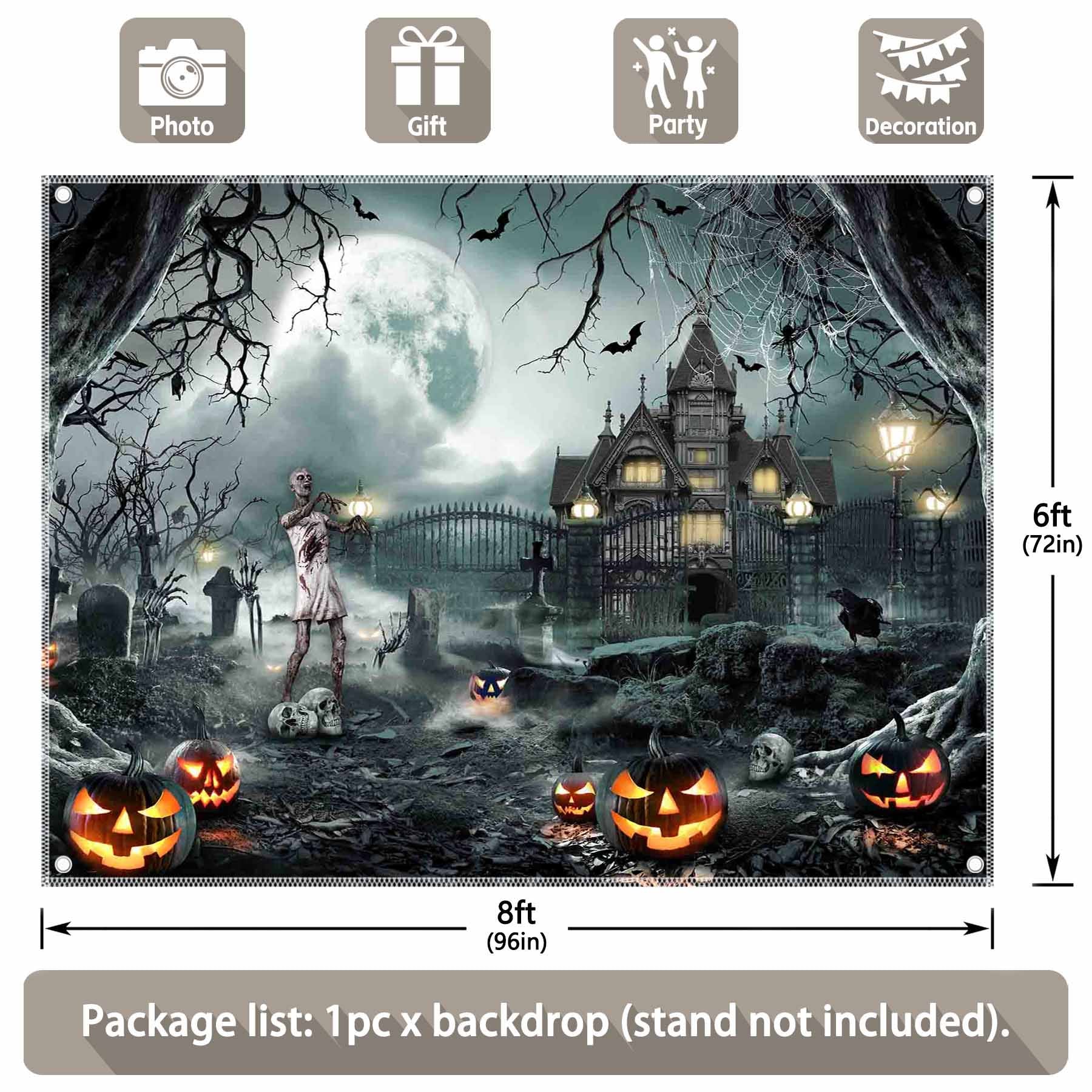 Halloween Gothic Castle Haunted House Backdrop