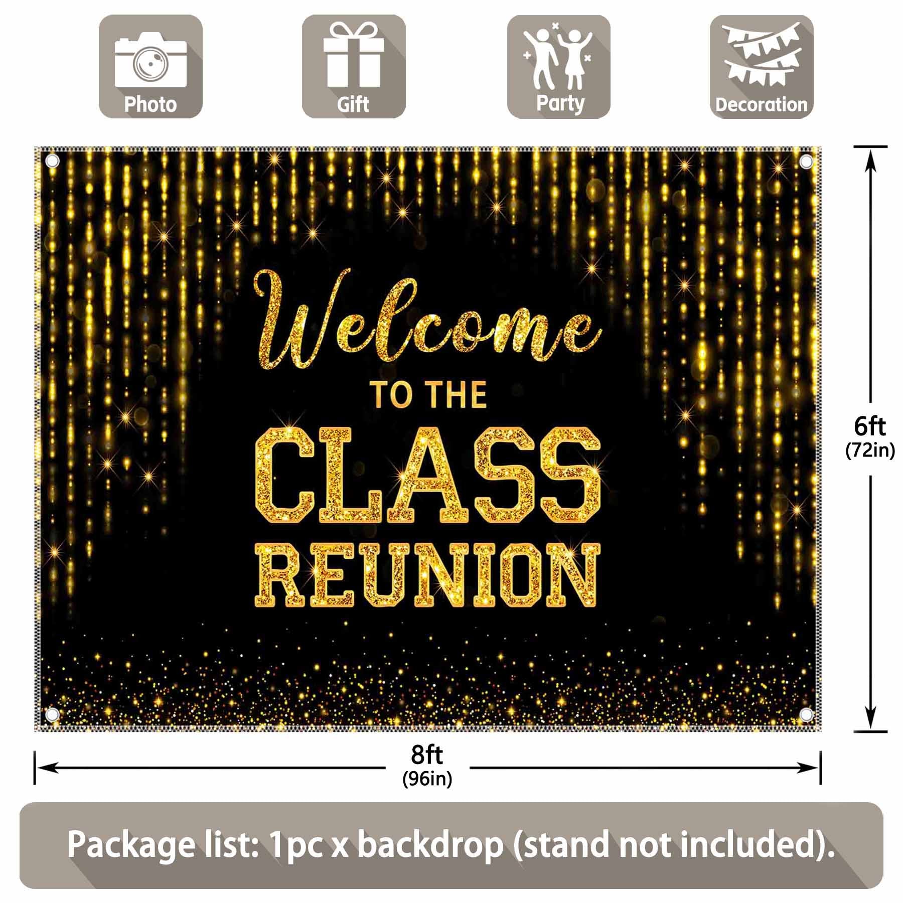 Golden Welcome to The Class Reunion Backdrop