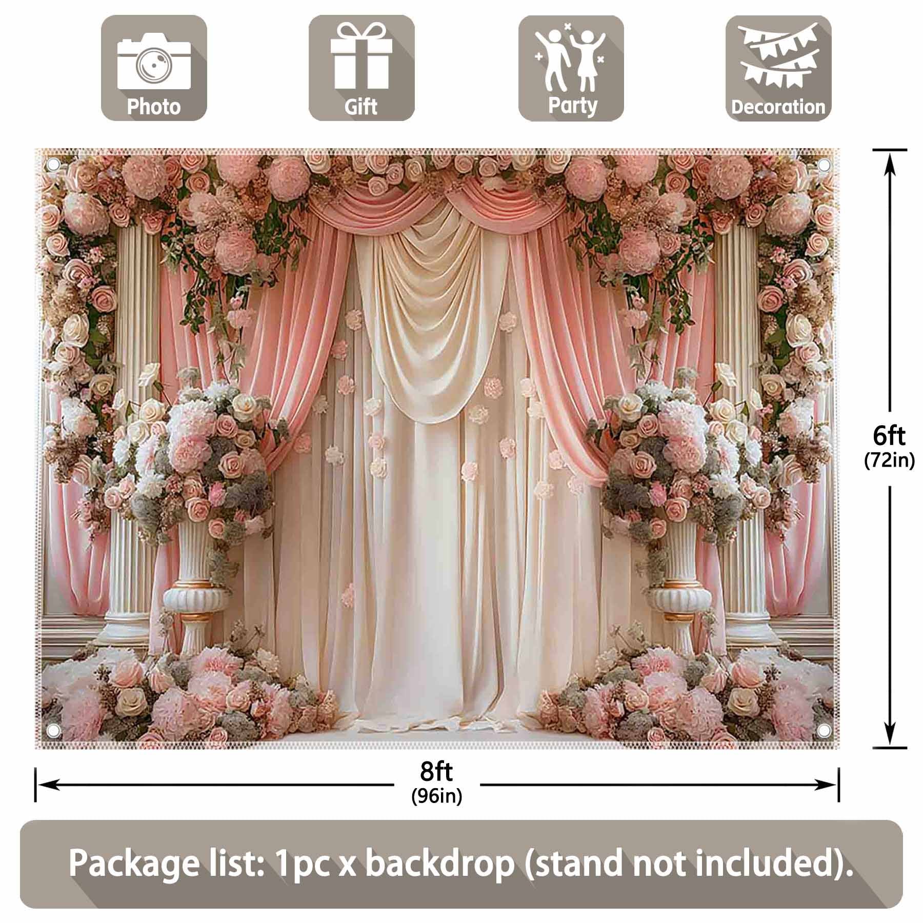 Wedding White Pink Flower Wall Bridal Anniversary Backdrop