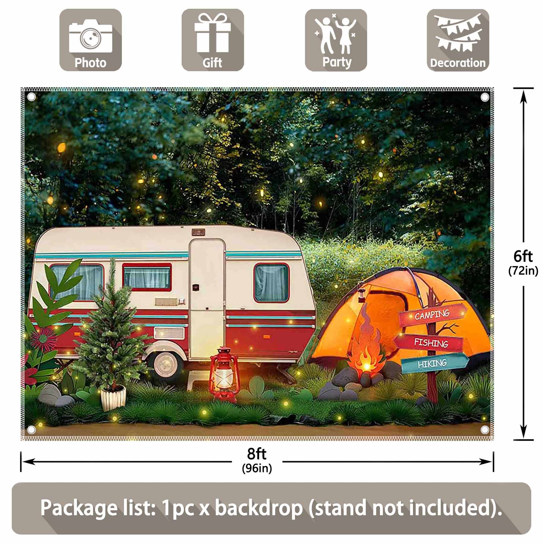 Forest Camping  Campfire Tent Caravans Backdrop