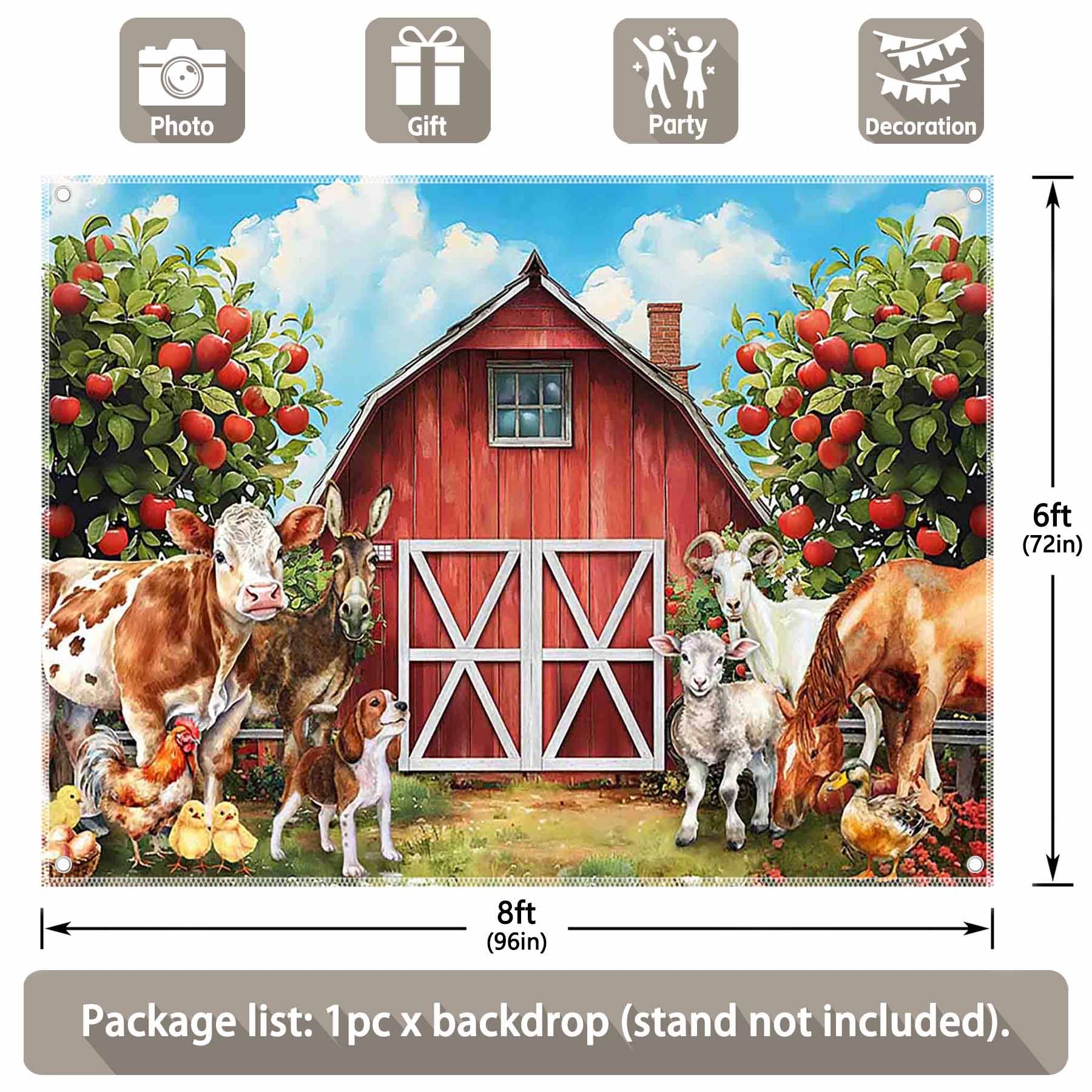 Red Farm Barn Door Rustic Animals Warehouse Backdrop