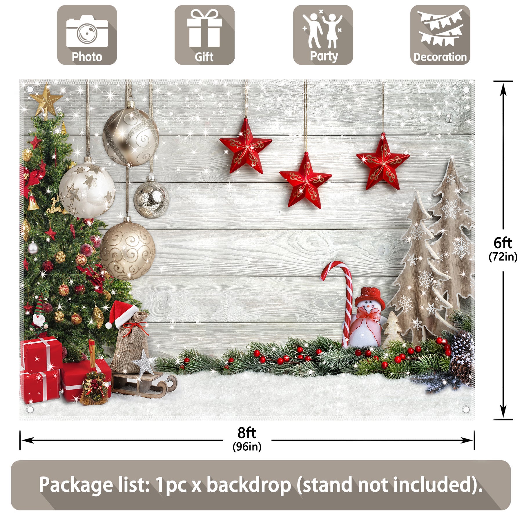 Christmas Winter White Wood Floor Party Backdrop - UUFelice Studio