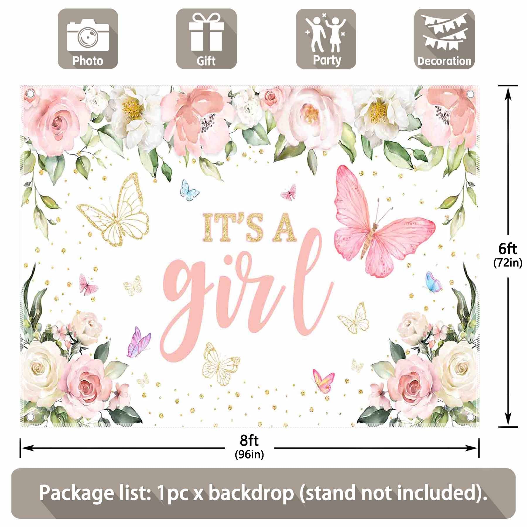 It's A Girl Shower Spring Polyester Photography Backdrop - UUFelice Studio