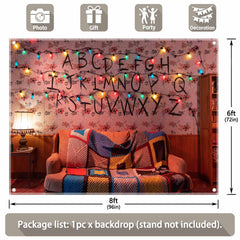 Stranger Alphabet Wall Colorful Lights Room Background