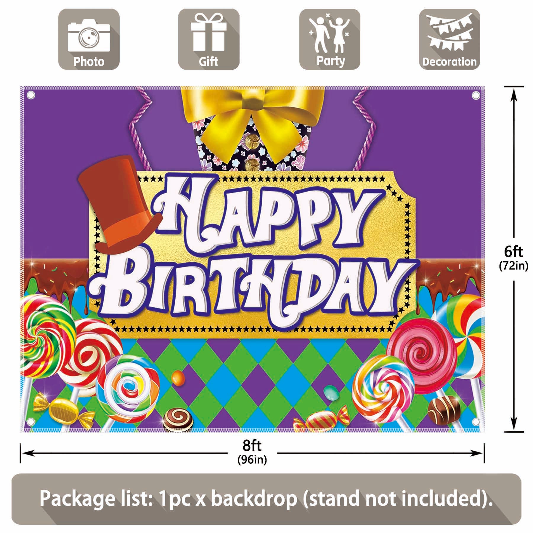 Chocolate Factory Birthday Sweet Candy Backdrop