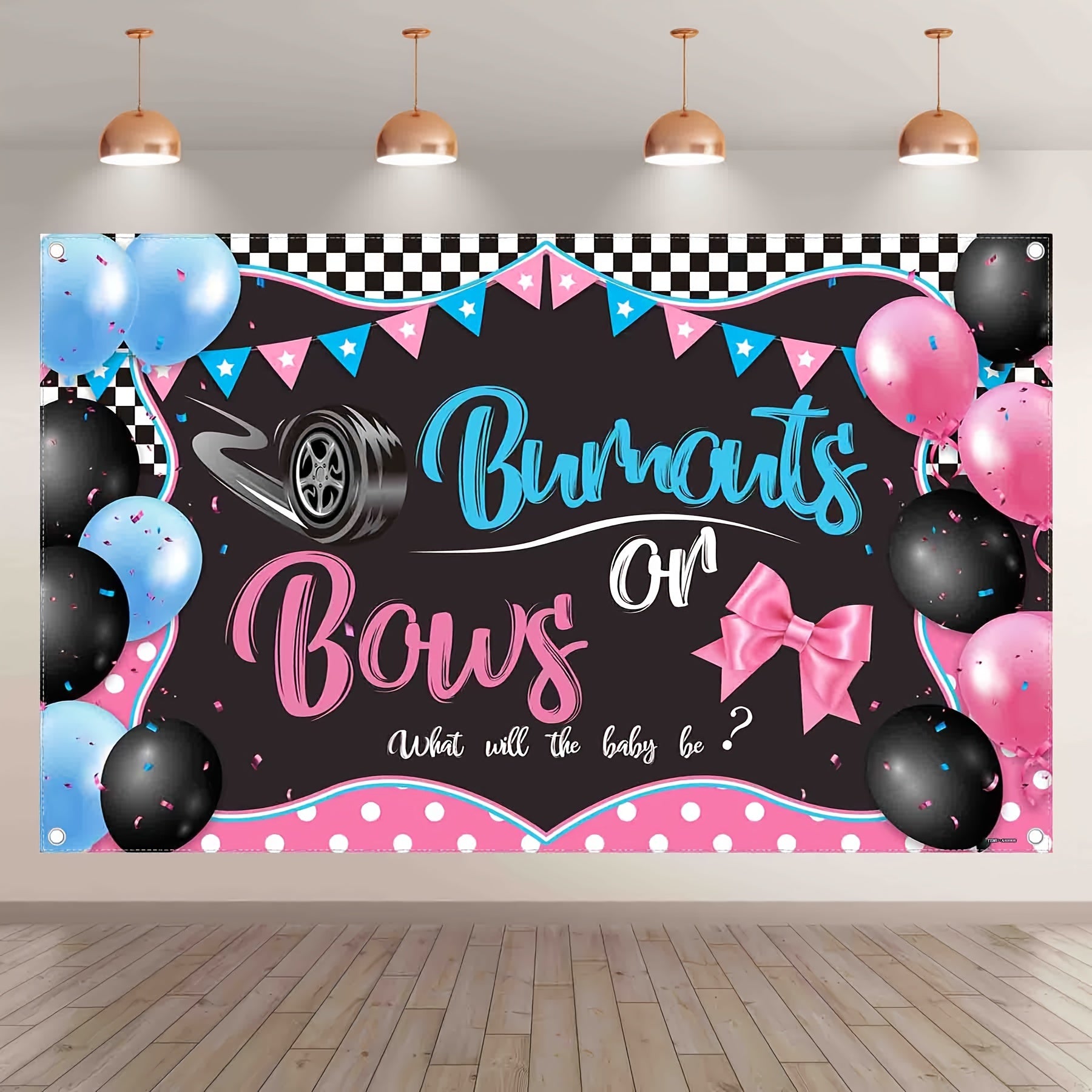 Burnouts Or Bows Gender Reveal Boy Or Girl Backdrop - UUFelice Studio