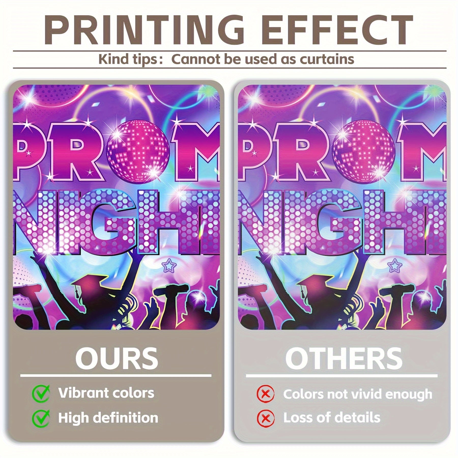 100g Premium Polyester, 72x43inch/96x60inch, Disco Graduation Party Night, 2024 Student Sparkling Neon Light Stage Graduation Party Decoration Photography Backdrop, Four-hole Edge Wrapping, Machine Washable, Low-temperature Ironing, Creases Can Be Complet - UUFelice Studio