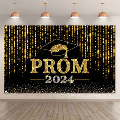 1pc 72x43inch/96x60inch, Black Golden/Black Silvery Prom 2024 Polyester Photography Backdrop, Congrats Grad Sprinkle Glitter Star Background, Elementary Junior Senior High School College University Celebration, Happy Graduation Party Decorations Gifts, Ph - UUFelice Studio