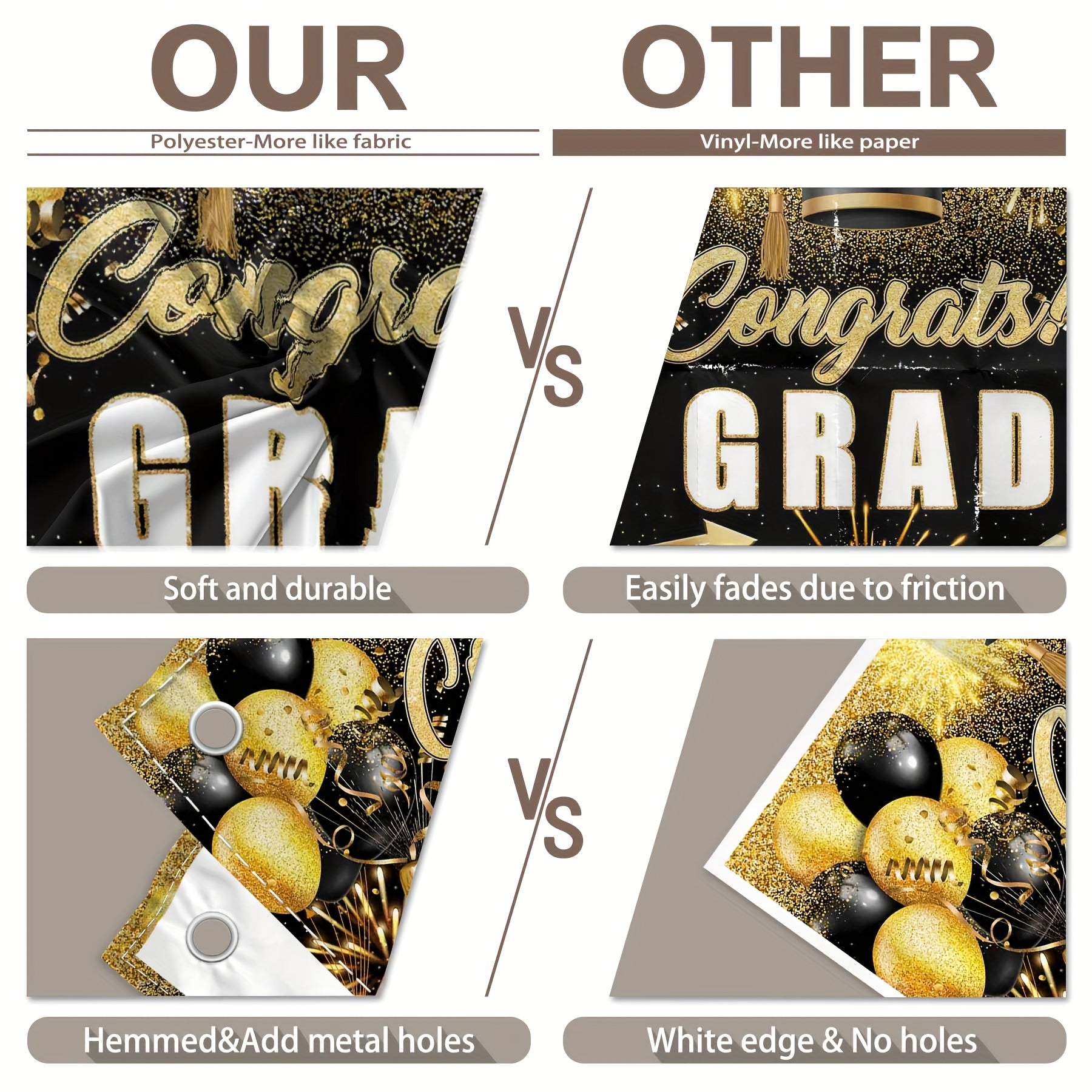 1pc, 72x43inch/96x60inch, Black Golden Congrats Grad Polyester Photography Backdrop, Class Of 2024 Glitter Firework Balloons Prom Background, Elementary Junior Senior High School College University Celebration, Happy Graduation Party Decorations Gifts, Ph - UUFelice Studio