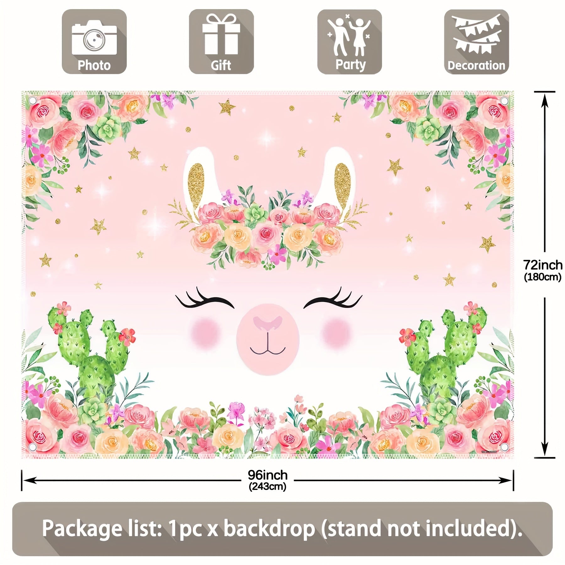 Spring Llama Birthday Party Polyester Photography Backdrop - UUFelice Studio