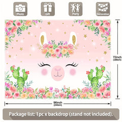 Spring Llama Birthday Party Polyester Photography Backdrop - UUFelice Studio