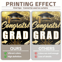 1pc, 72x43inch/96x60inch, Black Golden Congrats Grad Polyester Photography Backdrop, Class Of 2024 Glitter Firework Balloons Prom Background, Elementary Junior Senior High School College University Celebration, Happy Graduation Party Decorations Gifts, Ph - UUFelice Studio