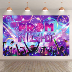 100g Premium Polyester, 72x43inch/96x60inch, Disco Graduation Party Night, 2024 Student Sparkling Neon Light Stage Graduation Party Decoration Photography Backdrop, Four-hole Edge Wrapping, Machine Washable, Low-temperature Ironing, Creases Can Be Complet - UUFelice Studio