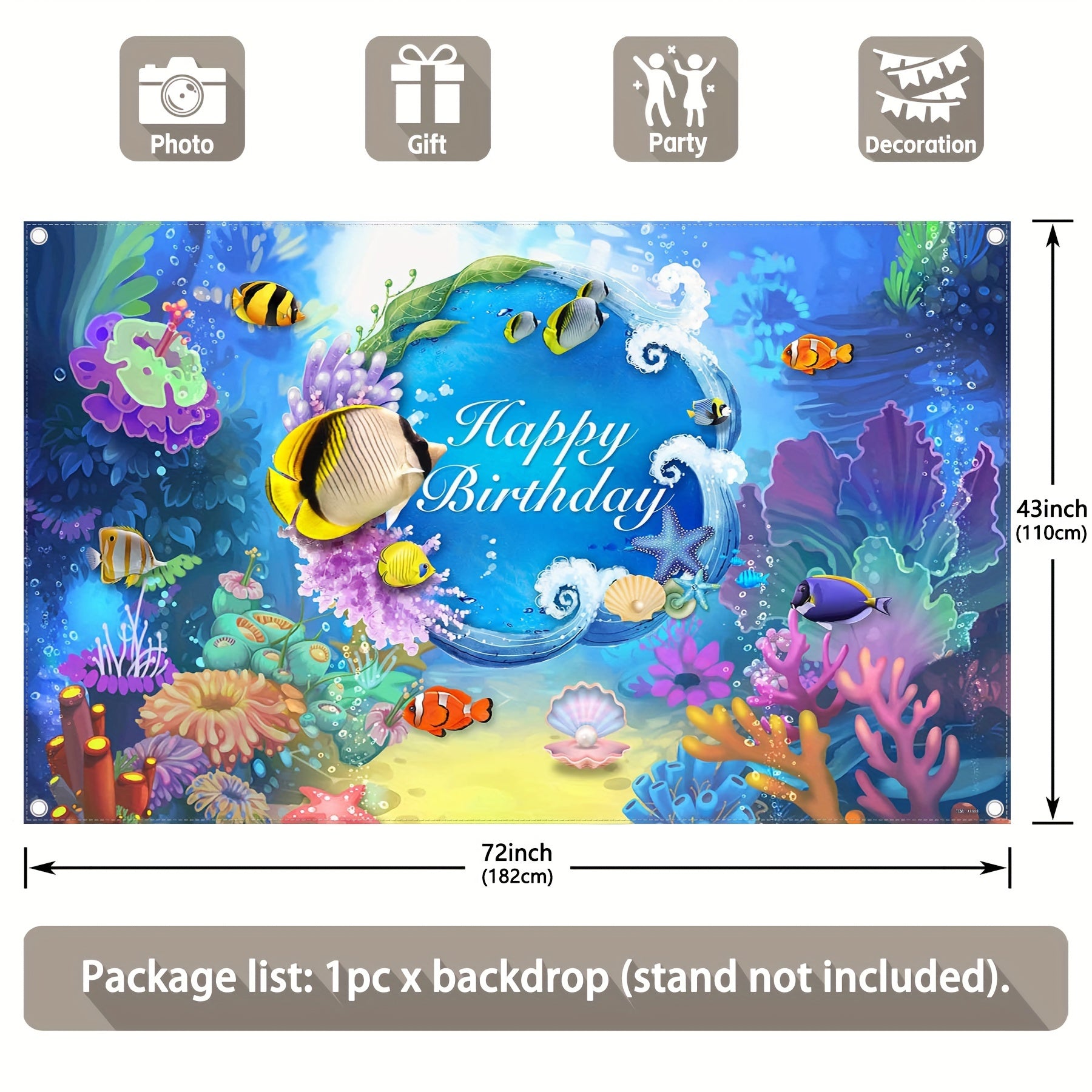 Summer Under The Sea Happy Birthday  Backdrop - UUFelice Studio