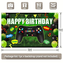 Green Video Game Happy Birthday Boys Level Up Backdrop(FAST) - UUFelice Studio