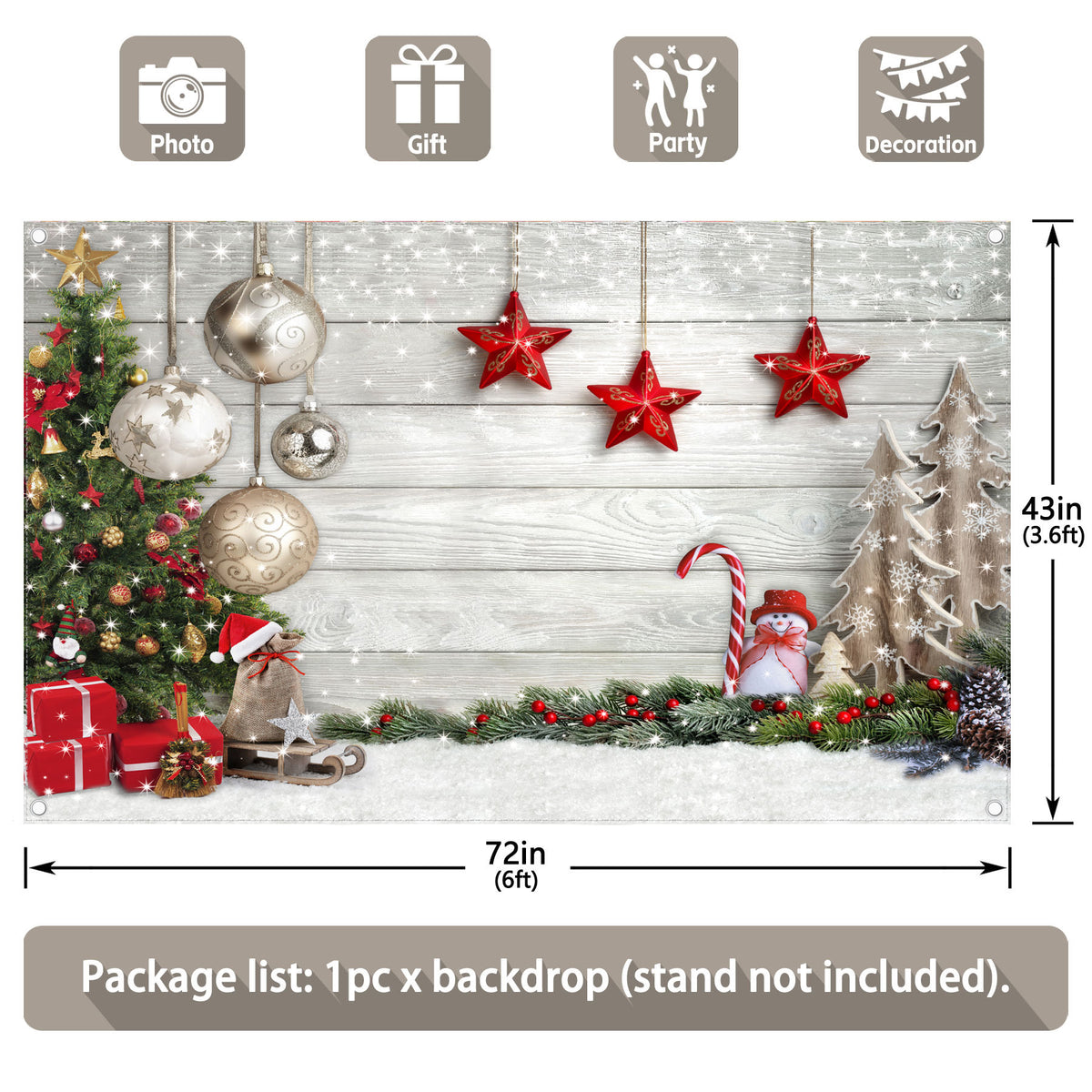 Christmas Winter White Wood Floor Party Backdrop - UUFelice Studio